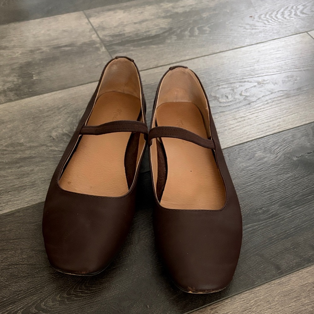 Madewell Dark Brown Mary Jane Flats with Strap